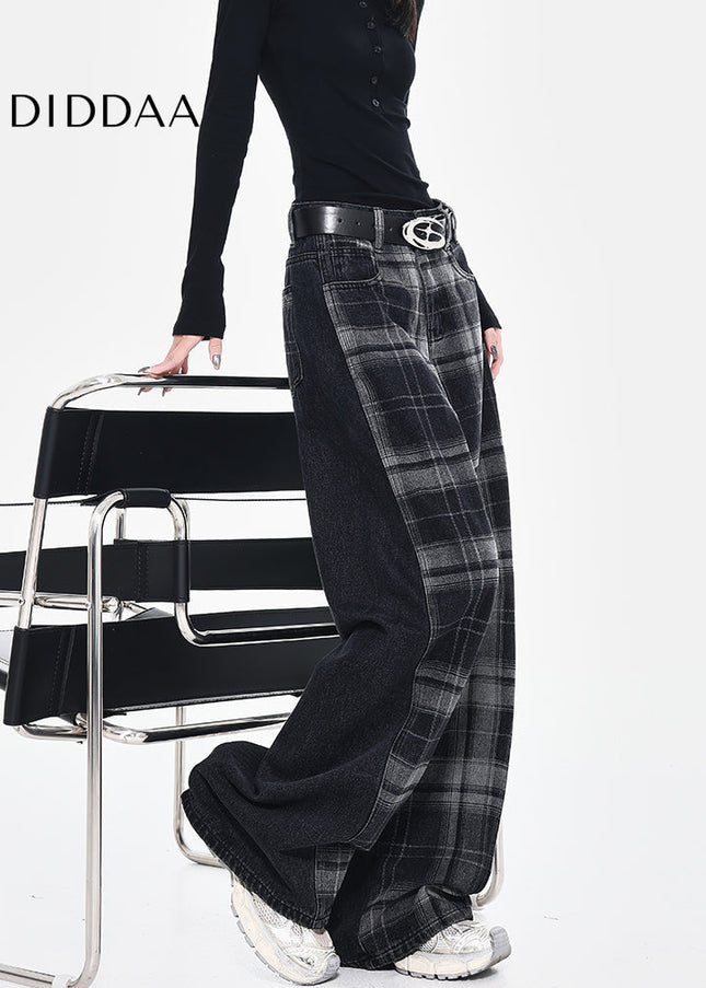 Beige High-Waisted Loose Drape Wide-Leg Jeans - Women’s Jeans