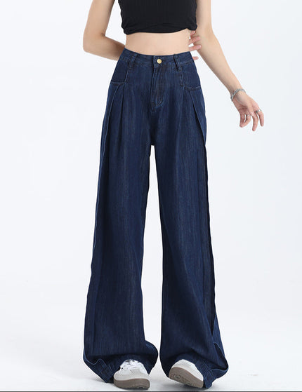 Beige High-Waisted Vintage Tencel Wide-Leg Pants - Women’s Jeans