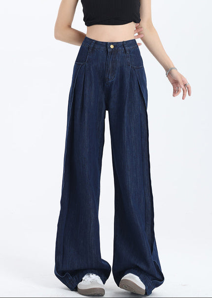 Beige High-Waisted Vintage Tencel Wide-Leg Pants - Women’s Jeans