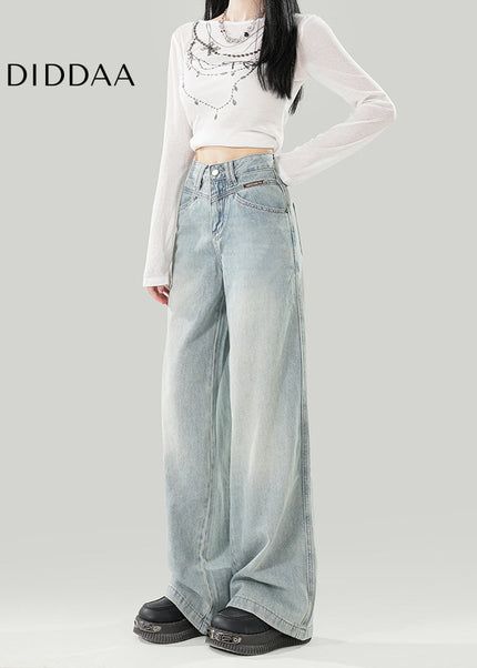 Beige High-Waisted Wide Leg Women’s Jeans - Women’s Jeans