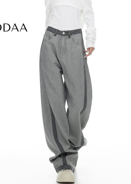 Beige Leopard Print High-Waisted Baggy Jeans - S / Grey - Women’s Jeans