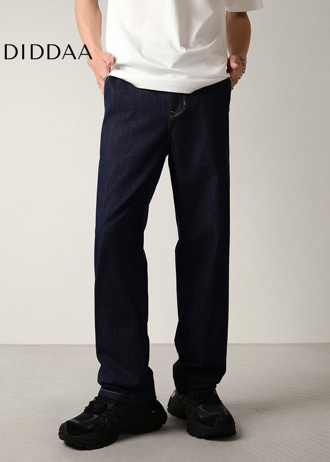 Beige Lightweight Drape Silk Jeans Men’s Casual Pants - Men’s Jeans