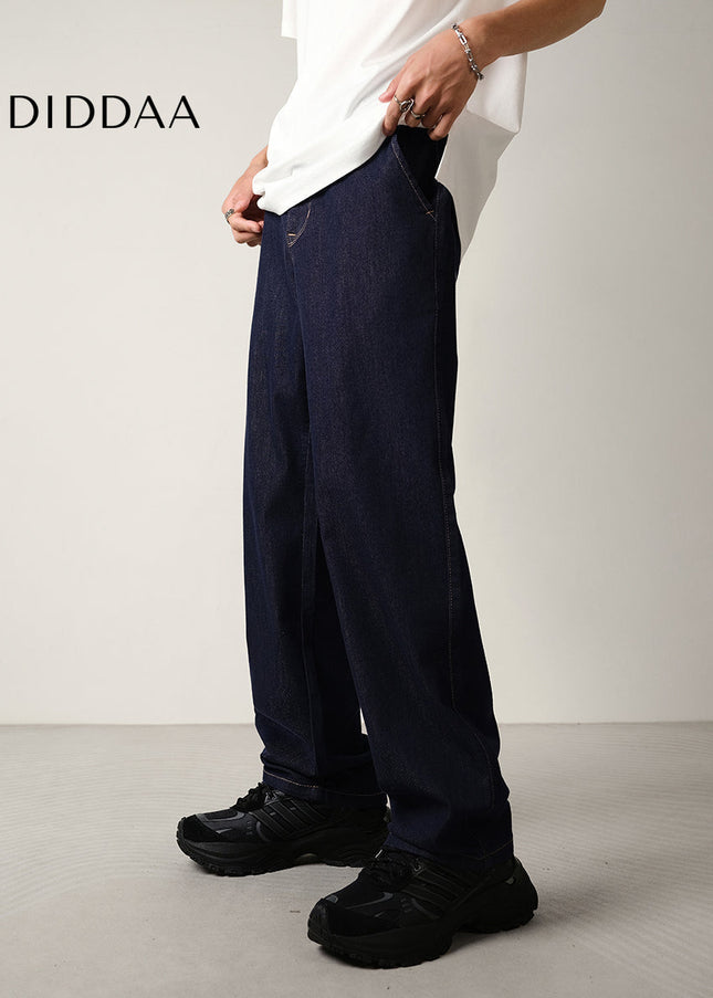 Beige Lightweight Drape Silk Jeans Men’s Casual Pants - Men’s Jeans