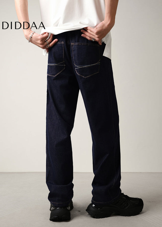 Beige Lightweight Drape Silk Jeans Men’s Casual Pants - Men’s Jeans