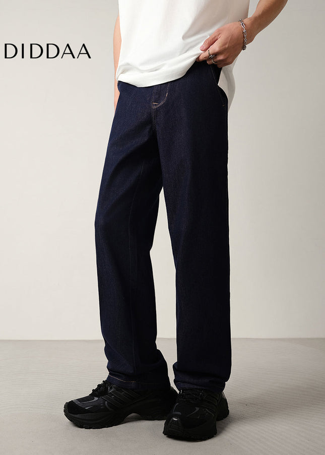 Beige Lightweight Drape Silk Jeans Men’s Casual Pants - Men’s Jeans