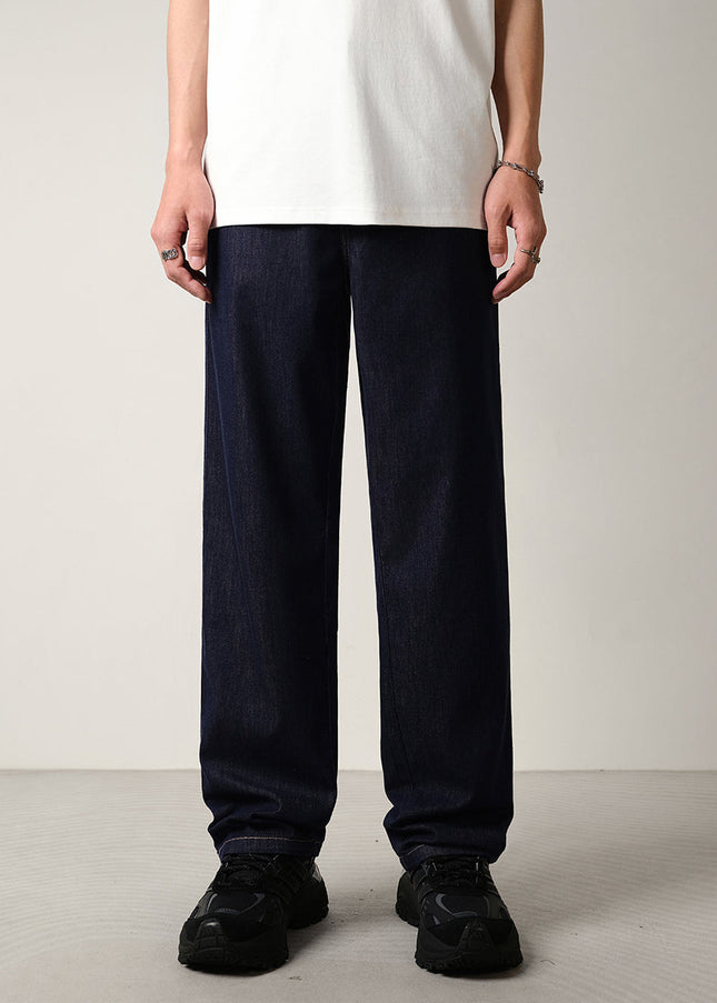 Beige Lightweight Drape Silk Jeans Men’s Casual Pants - S / Dark Blue - Men’s Jeans