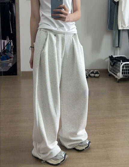 Beige Loose Fit Baggy Sweatpants Women Y2K Streetwear - Light Grey / S - Unisex Sweatpants