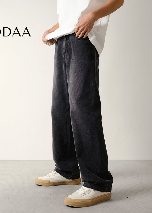 Beige Loose Fit Beaded Canvas Jeans for Men - S / Black - Men’s Jeans