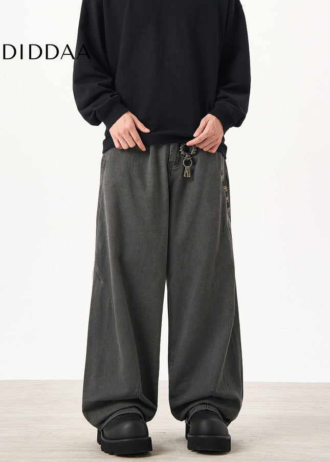 Beige Loose Fit Cargo Pants for Men with Vintage Style - Unisex Sweatpants