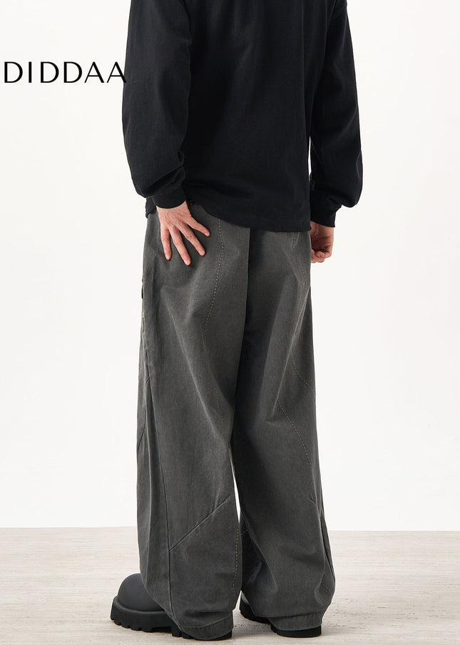 Beige Loose Fit Cargo Pants for Men with Vintage Style - Unisex Sweatpants