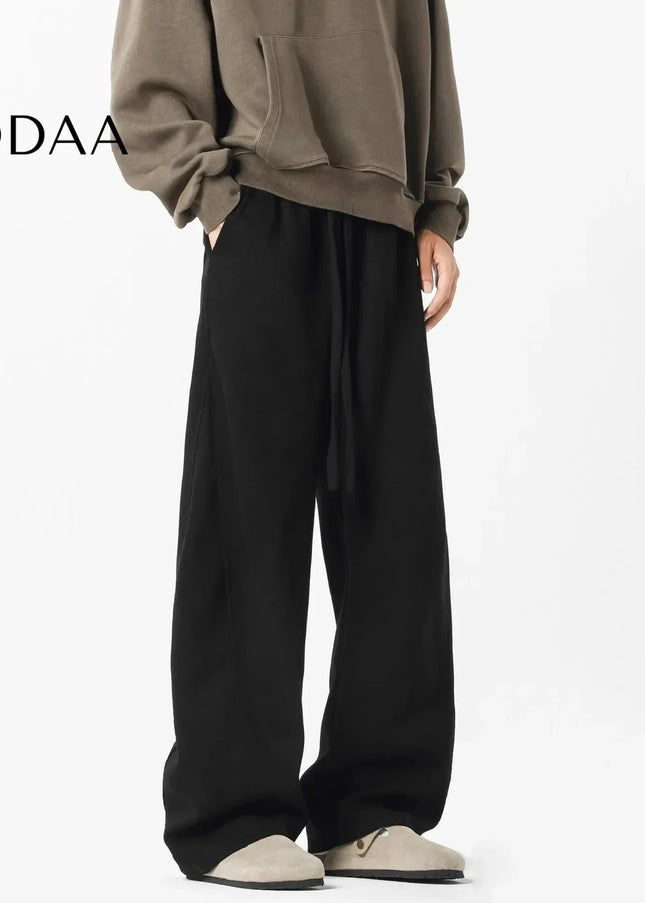 Beige Loose Fit Casual Straight-Leg Men’s Pants - M / Black - Unisex Sweatpants