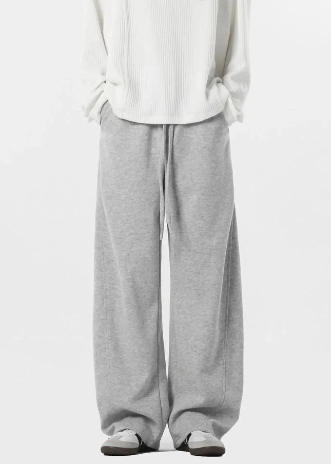 Beige Loose Fit Casual Straight-Leg Men’s Pants - M / Grey - Unisex Sweatpants
