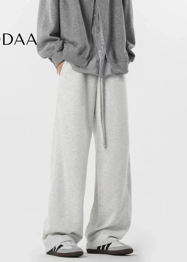 Beige Loose Fit Casual Straight-Leg Men’s Pants - M / Light Grey - Unisex Sweatpants