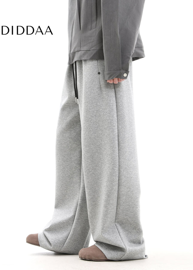 Beige Loose Fit Contrast Stitching Wide Leg Sweatpants - Unisex Sweatpants