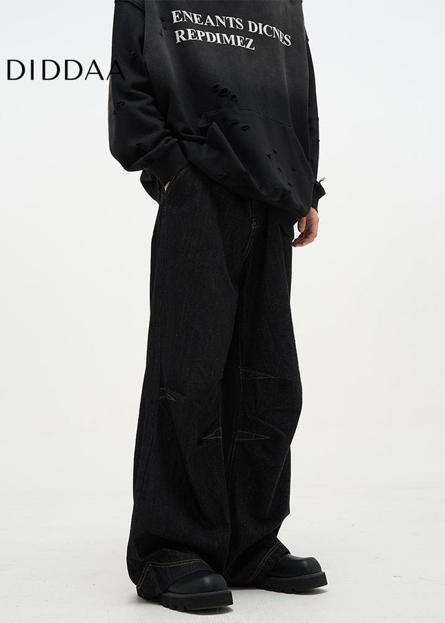 Beige Loose Fit Cotton Street Pants for Men - Women’s Jeans