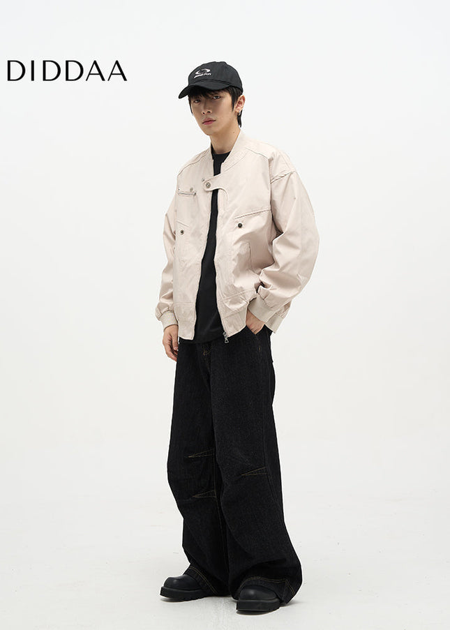 Beige Loose Fit Cotton Street Pants for Men - Women’s Jeans