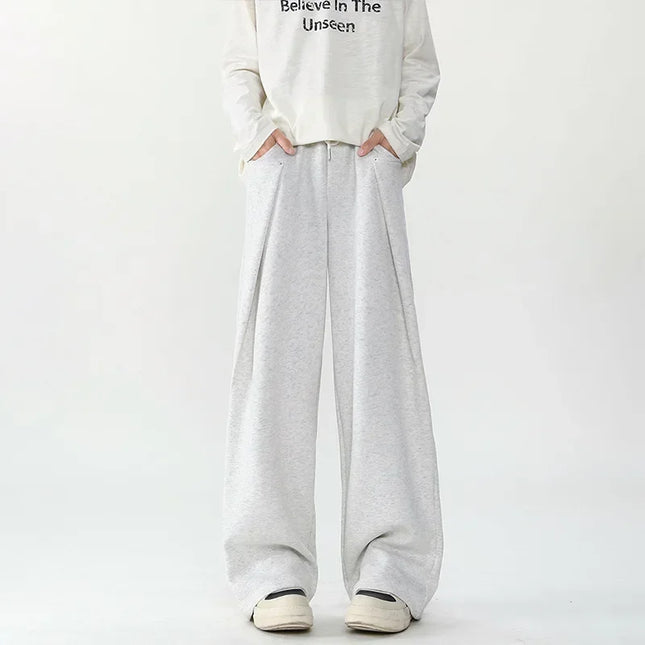 Beige Loose Fit Deconstructed Casual Pants For Men - Unisex Sweatpants