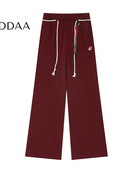 Beige Loose Fit Drape Wide Leg Pants for Men - S / Red - Unisex Sweatpants