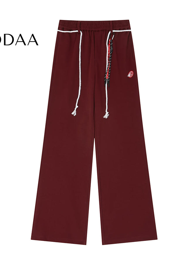 Beige Loose Fit Drape Wide Leg Pants for Men - S / Red - Unisex Sweatpants