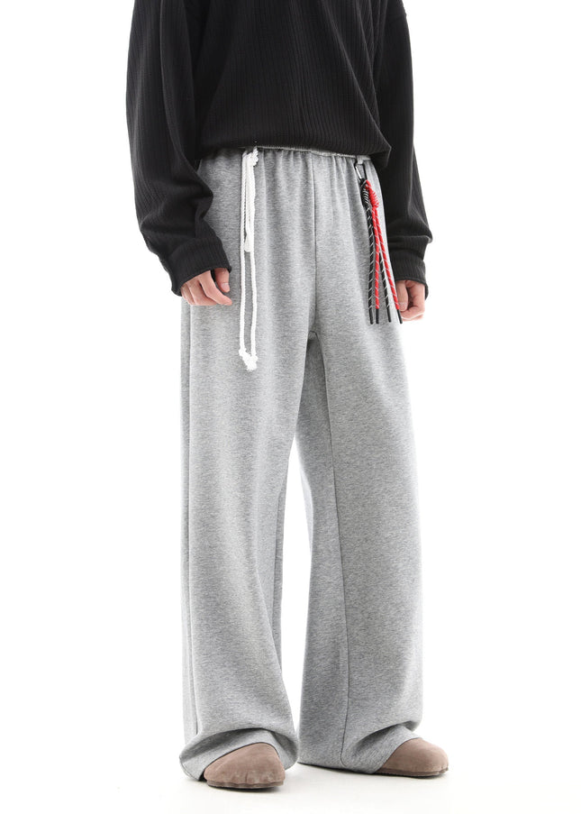 Beige Loose Fit Drape Wide Leg Pants for Men - Unisex Sweatpants