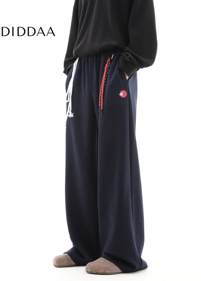 Beige Loose Fit Drape Wide Leg Pants for Men - Unisex Sweatpants