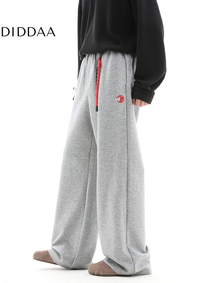 Beige Loose Fit Drape Wide Leg Pants for Men - Unisex Sweatpants