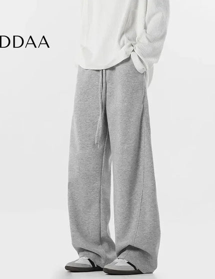 Beige Loose Fit Draped American Style Straight-Leg Pants - M / Grey - Unisex Sweatpants
