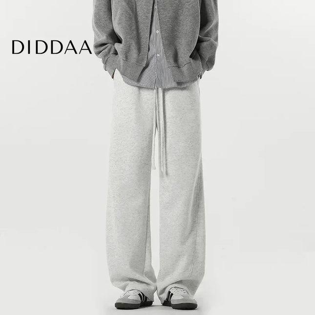 Beige Loose Fit Draped American Style Straight-Leg Pants - M / Light Grey - Unisex Sweatpants