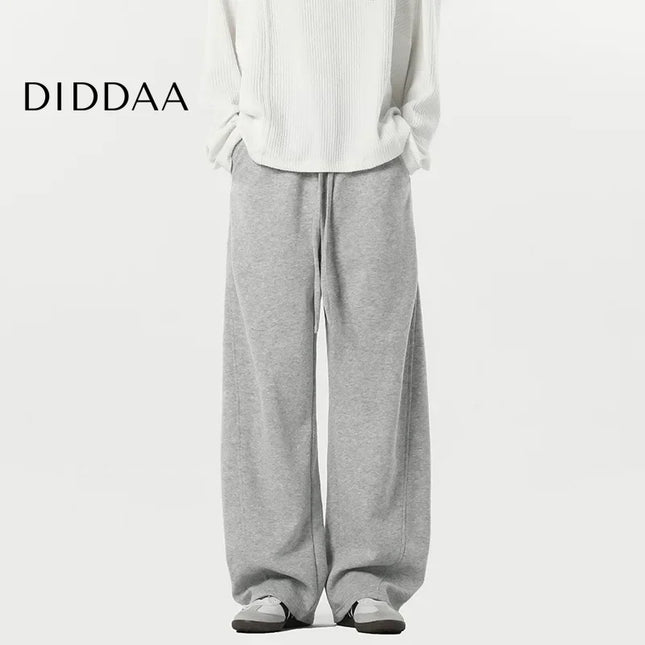 Beige Loose-Fit Men’s Casual Straight-Leg Trousers - L / Grey - Unisex Sweatpants