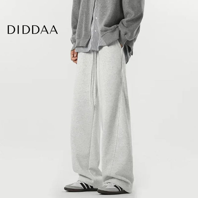 Beige Loose-Fit Men’s Casual Straight-Leg Trousers - M / Light Grey - Unisex Sweatpants