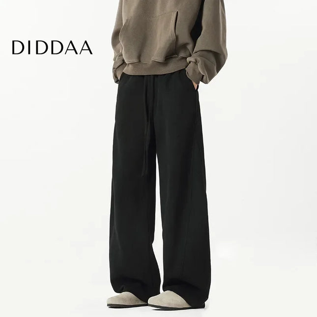 Beige Loose-Fit Men’s Casual Straight-Leg Trousers - Unisex Sweatpants