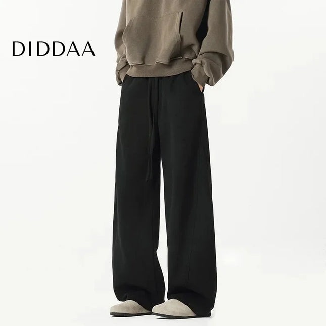 Beige Loose-Fit Men’s Casual Straight-Leg Trousers - Unisex Sweatpants