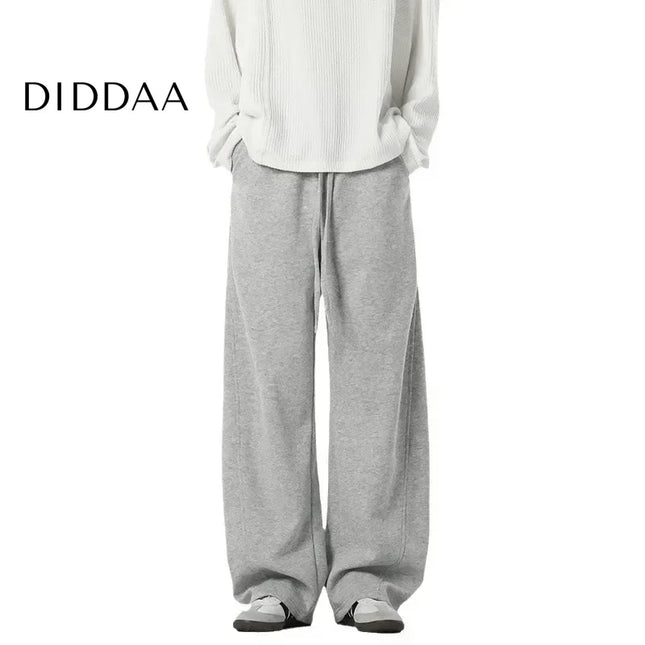 Beige Loose-Fit Men’s Casual Straight-Leg Trousers - Unisex Sweatpants