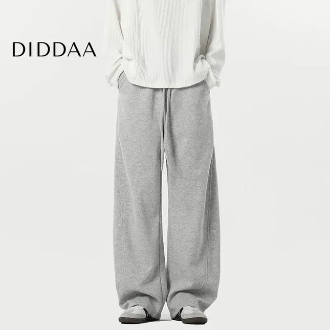 Beige Loose-Fit Men’s Casual Straight-Leg Trousers - Unisex Sweatpants