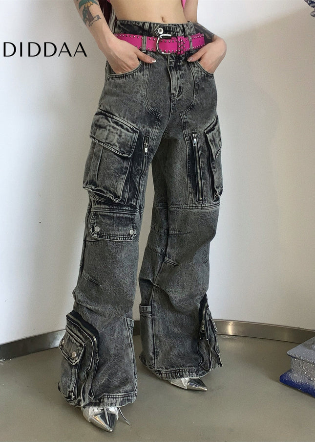 Beige Loose Fit Multi Pocket Casual Pants - Men’s Jeans