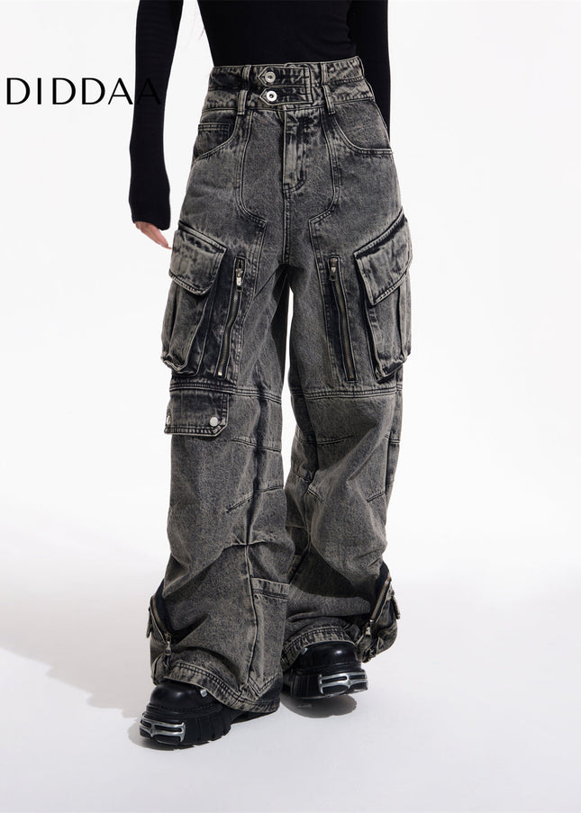 Beige Loose Fit Multi Pocket Casual Pants - Men’s Jeans