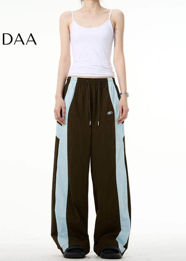 Beige Loose Fit Paratrooper Straight Leg Pants - S / Green - Unisex Sweatpants