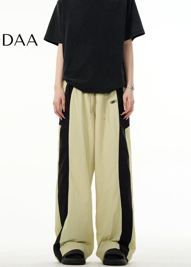 Beige Loose Fit Paratrooper Straight Leg Pants - S / Yellow - Unisex Sweatpants