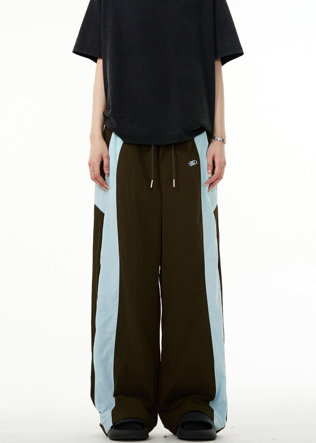 Beige Loose Fit Paratrooper Straight Leg Pants - Unisex Sweatpants