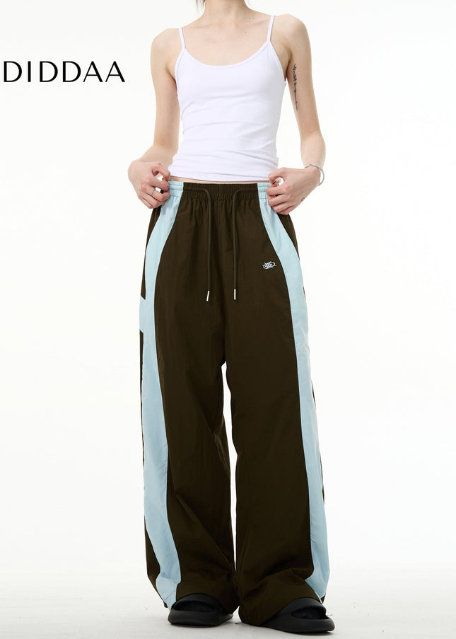 Beige Loose Fit Paratrooper Straight Leg Pants - Unisex Sweatpants