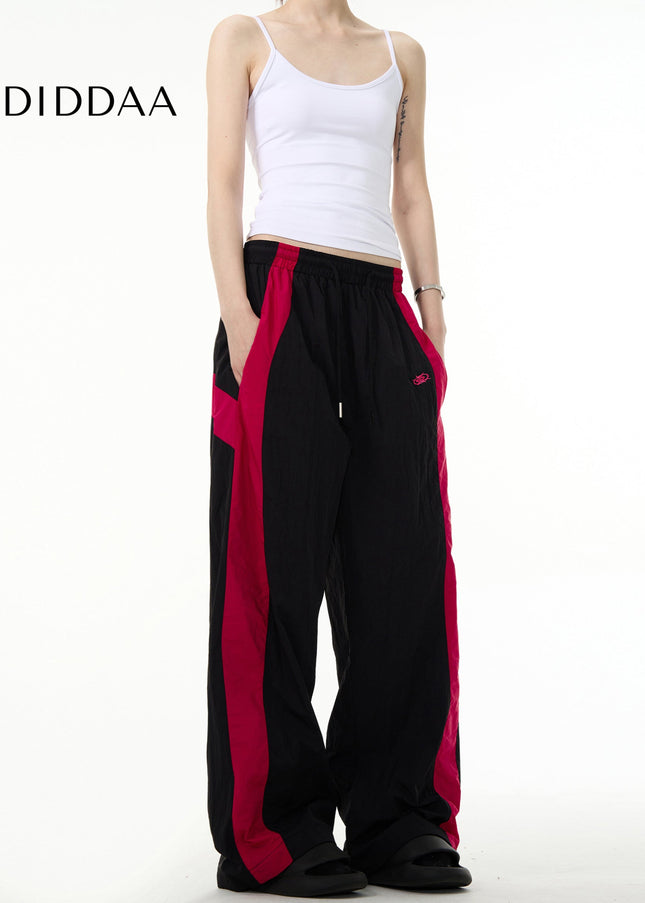 Beige Loose Fit Paratrooper Straight Leg Pants - Unisex Sweatpants