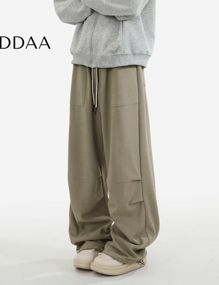Beige Loose Fit Pleated Drape Pants for Men - S / Green - Unisex Sweatpants