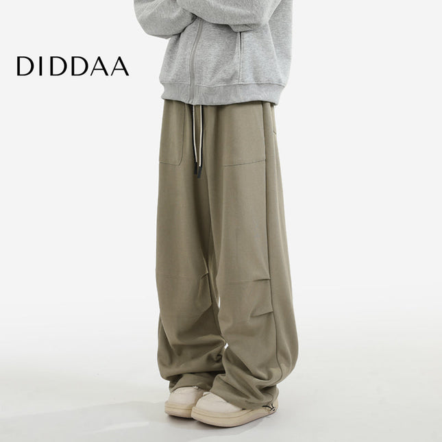 Beige Loose Fit Pleated Drape Pants for Men - S / Green - Unisex Sweatpants