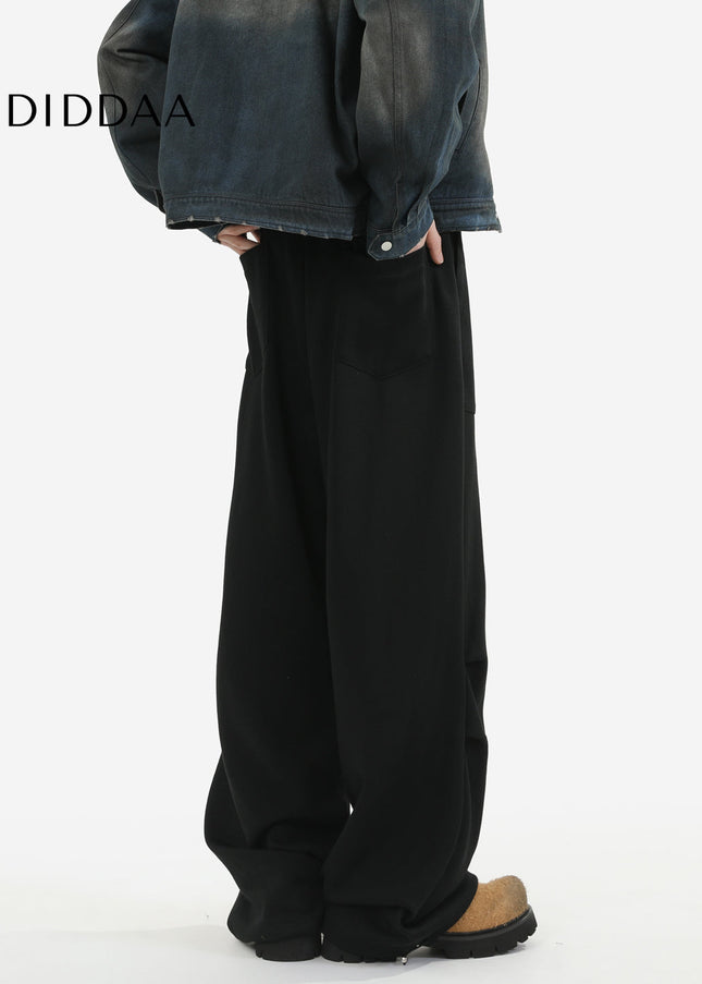 Beige Loose Fit Pleated Drape Pants for Men - Unisex Sweatpants