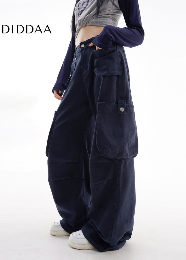 Beige Loose Fit Retro Cargo Pants for Women - Women’s Jeans