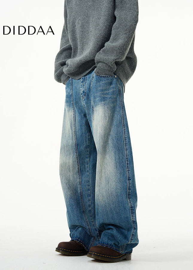 Beige Loose Fit Retro Niche Scimitar Pants - Women’s Jeans