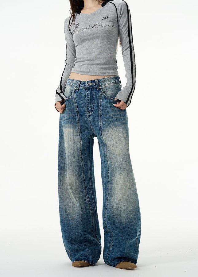 Beige Loose Fit Retro Niche Scimitar Pants - Women’s Jeans