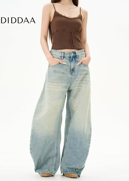 Beige Loose Fit Scimitar Pants for Couples - Women’s Jeans