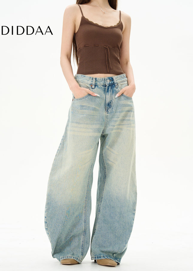 Beige Loose Fit Scimitar Pants for Couples - Women’s Jeans
