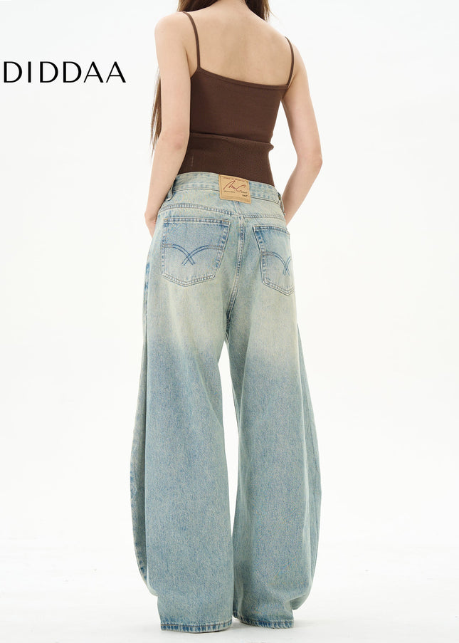 Beige Loose Fit Scimitar Pants for Couples - Women’s Jeans